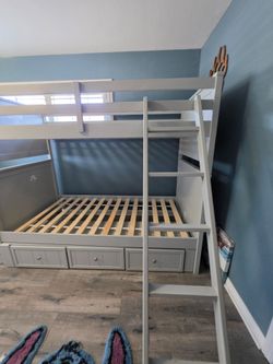Twin Over Twin Wood Bunk Bed w/ Storage
