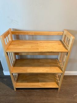 Light Wood 3-Shelf Storage Rack / Open Bookshelf