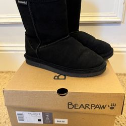 Bearpaw Black Boots Youth Size 2 Like New