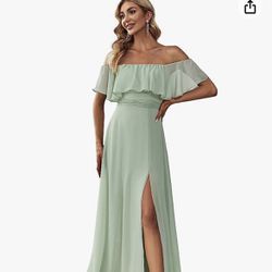 Ever-Pretty Womens Off The Shoulder Mint Green bridesmaid Dress Size 16