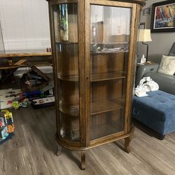 Antique Curved Glass Display Cabinet 