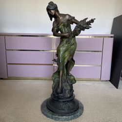 Large Antique 40” Auguste Moreau Bronze Sculpture "Reine des Prés"