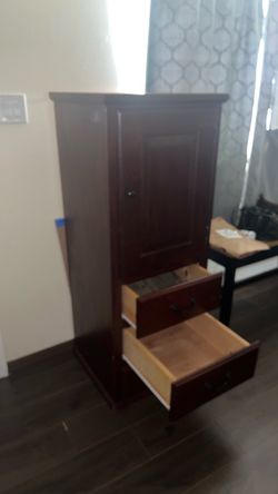 Dark Wood Cabinet with Two Drawers