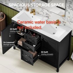 48" Farmhouse Double Sink Bathroom Vanity With 3 Drawers & Doors