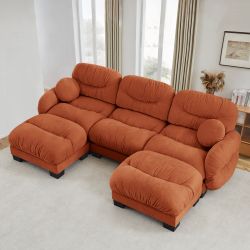 Seattle 116"  Modular Chenille U-Shaped Sectional Sofa with 2 Ottomans