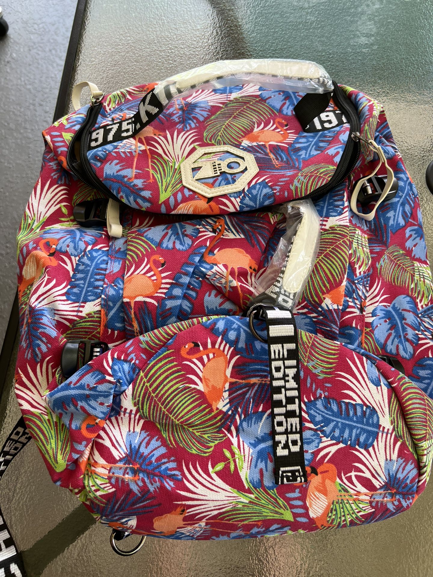 Kinouchi Pink Flamingo Backpack /duffel Bag 