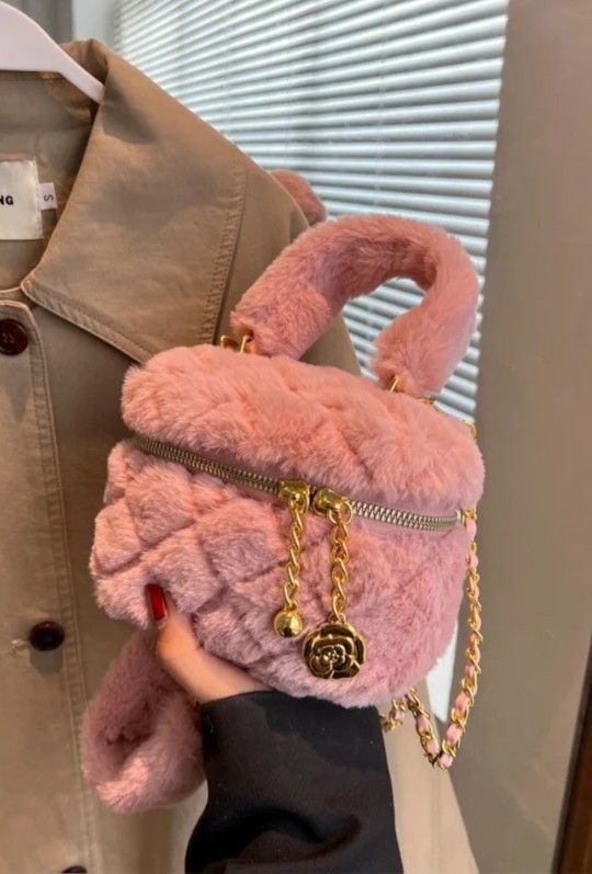 Faux Fur Small Pink Bag