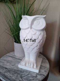 Large Ceramic White Owl Vase/Planter