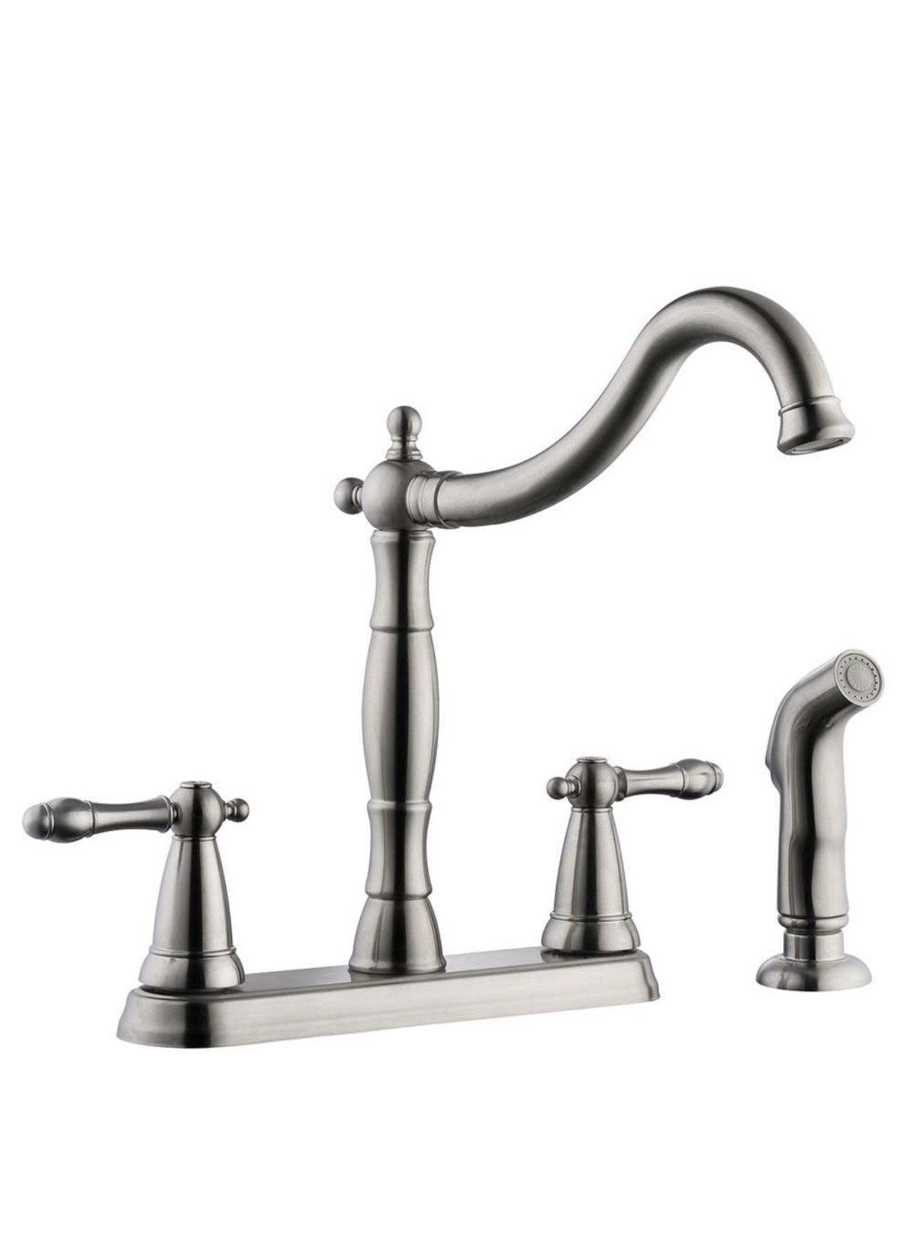 Faucet, Oakmont Satin Nickel 1-handle deck-mount high-arc handle Kitchen faucet