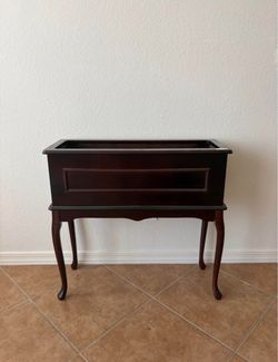 Dark Wood Plant Stand with Planter Box