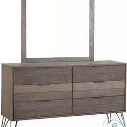 Dark Gray 6-Drawer Dresser with Mirror