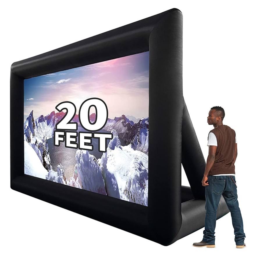 20 feet Inflatable Portable Projector Movie Screen - Huge Air-Blown Cinema Projection Screen Package with Rope, Blower,Tent Stakes - Front & Rear Proj