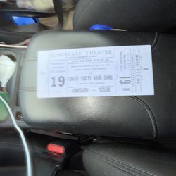 ticket stub for the opening night performance of "Chitty Chitty Bang Bang" at the Cinestage Theatre in Chicago. Has writing on back see pic