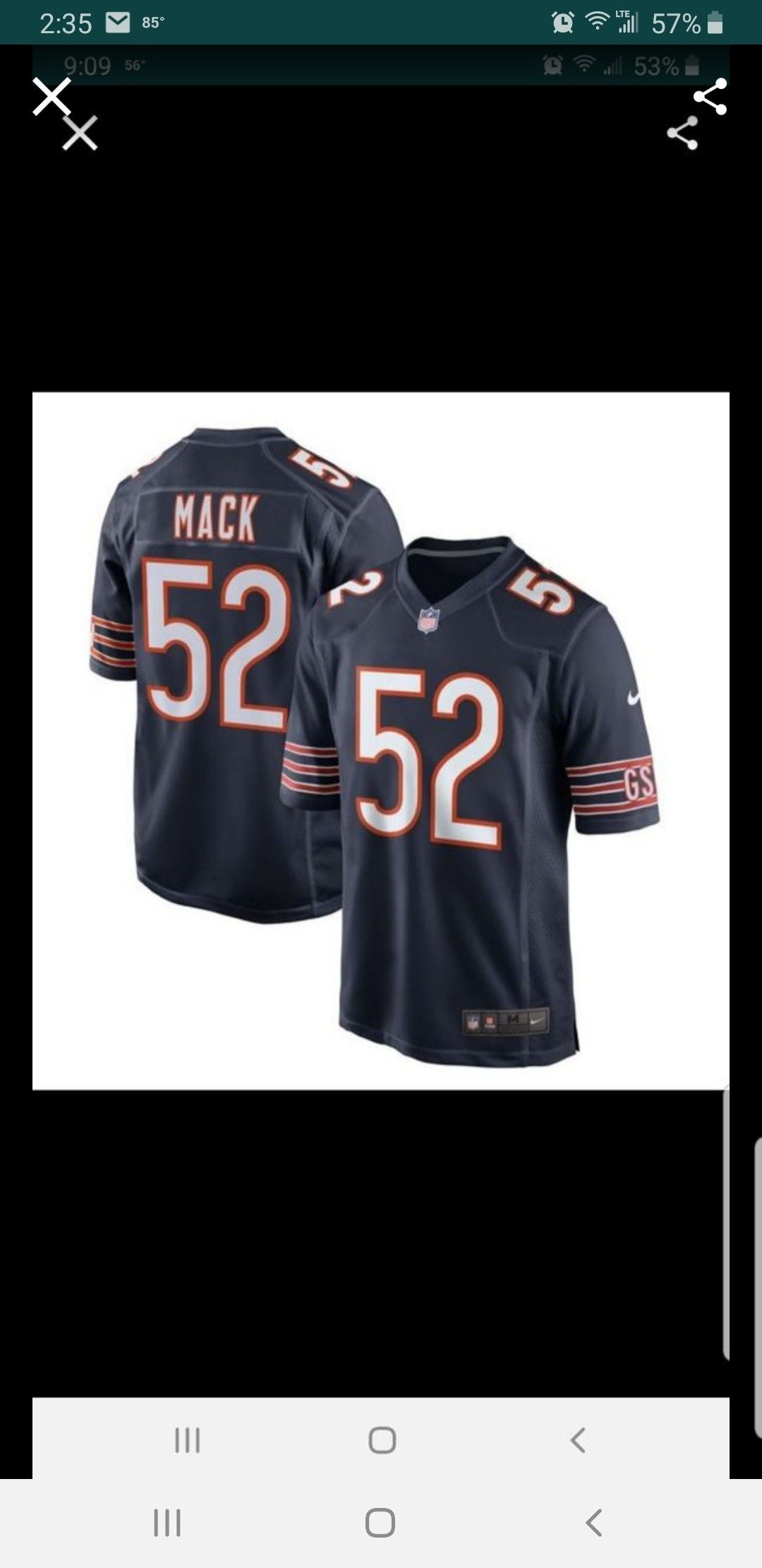 CHICAGO BEARS MACK JERSEY SIZE med n 3xl 100% STITCHED