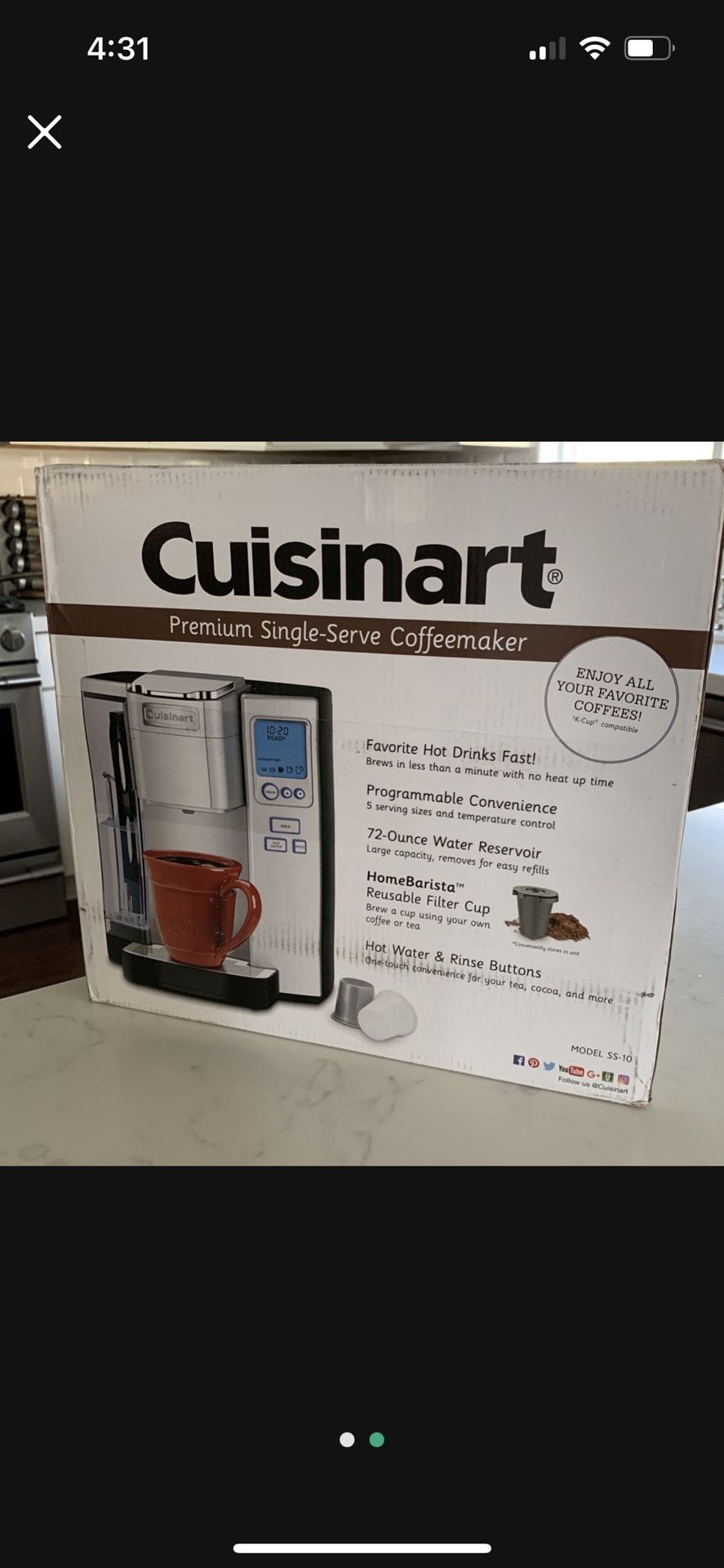  Cuisinart Coffee Maker, Single Serve 72-Ounce