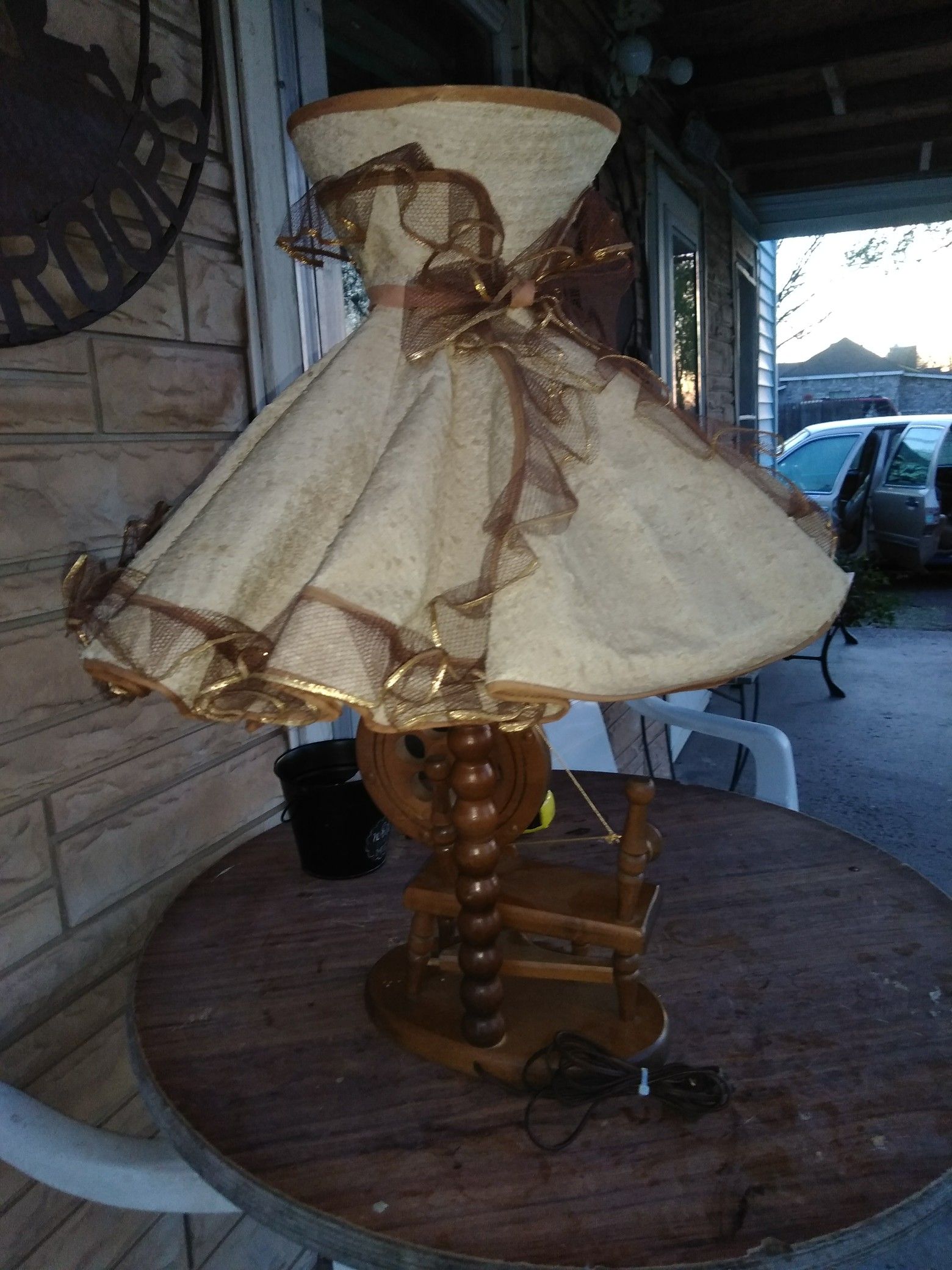 Spinning wheel lamp 27 in. Tall