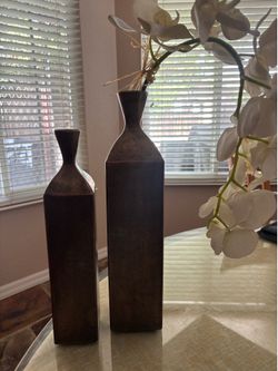 14 inch and 16 inch decorative vases