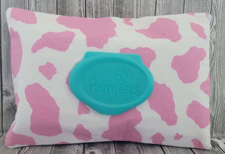 Pink Cow Pampers Wipes Cover