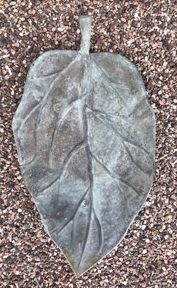 Large Copper Decorative Leaf. Tarnished. Has sm Feet.