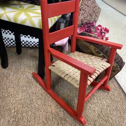 Kids - Child Size - Doll Size Red Rocking Chair