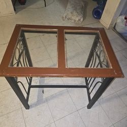 Glass and wooden table