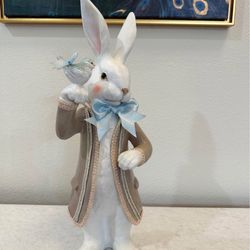 20” Fancy Bunny Holding A Blue Bird On His Hand 