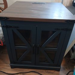 Farmhouse Side Table With USB Plugs And Outlets