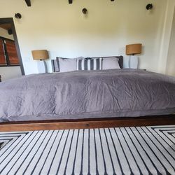 Classic Thuma King Bed – Espresso Frame w/ Charcoal PillowBoard