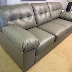 Donlen Gray Faux Leather Living Room Set /2pc