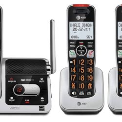 AT&T BL102-3 DECT 6.0 3-Handset Cordless Phone for Home with Answering Machine