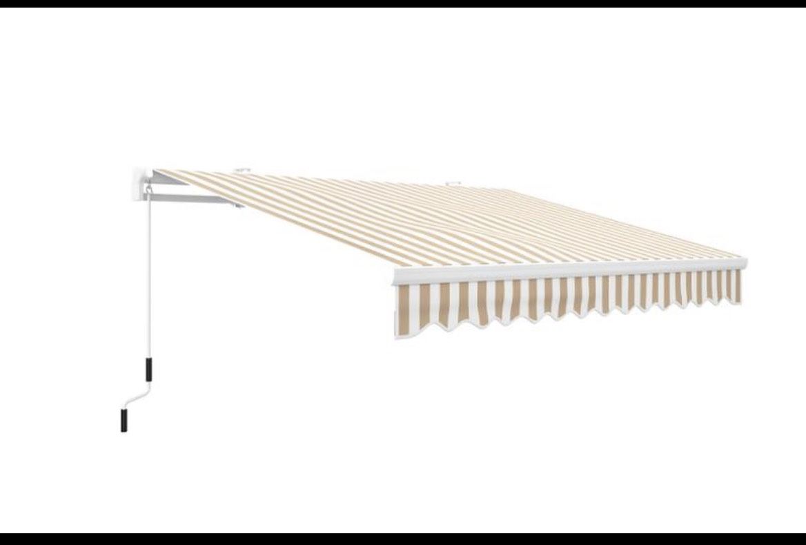Outsunny Retractable Awning, Beige Stripes, 13' x 8'