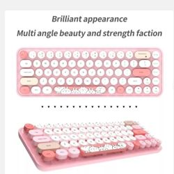 Mofii Sweet Wireless Computer Keyboard & Mouse Combo,  Pink