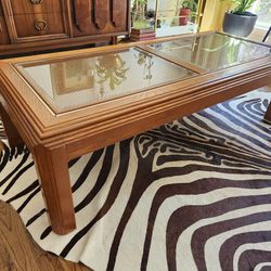 Vintage Bassett Table With Cane Top