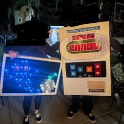 Halloween Homemade Couples Costumes Lite Brite & Mattel Handheld Football Game
