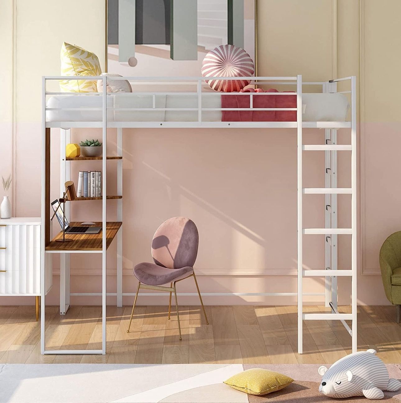 HIGH LOFT BED WITH DESK