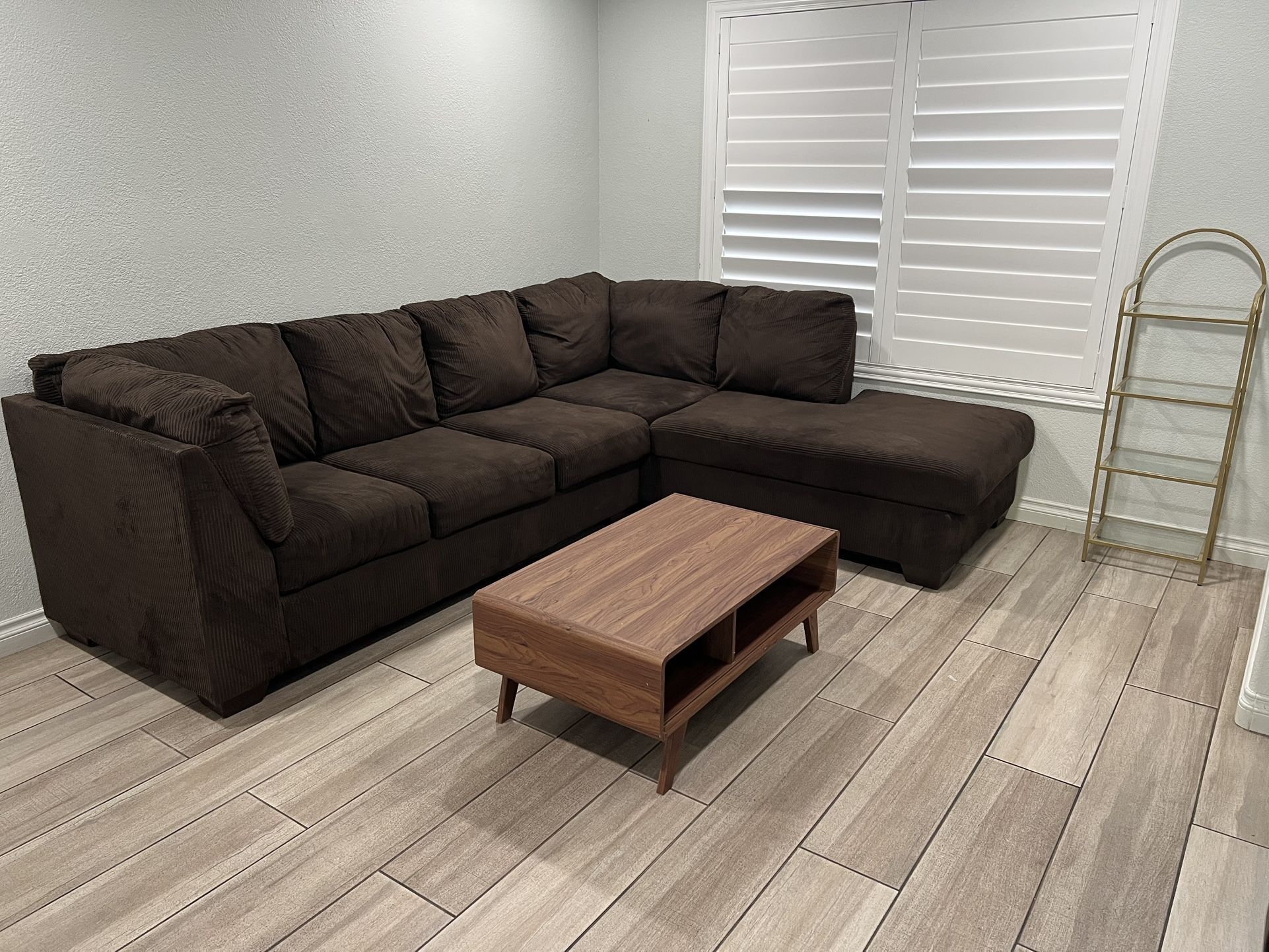 Dark Brown Sectional 2 Pieces - Free Delivery 