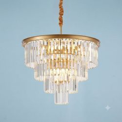4-Tiers 23.6" Gold Crystal Chandelier Modern Crystal Penda