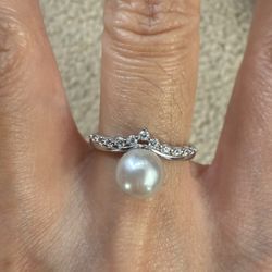Brand New Akoya Pearl Ring Size Adjustable 925 Silver 