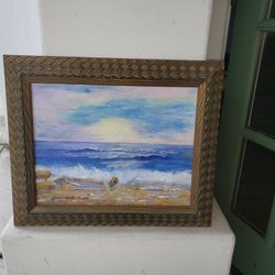 Mid Century Art Painting On Board