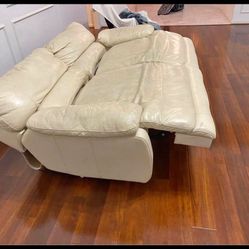 White Leather Recliner Sofa