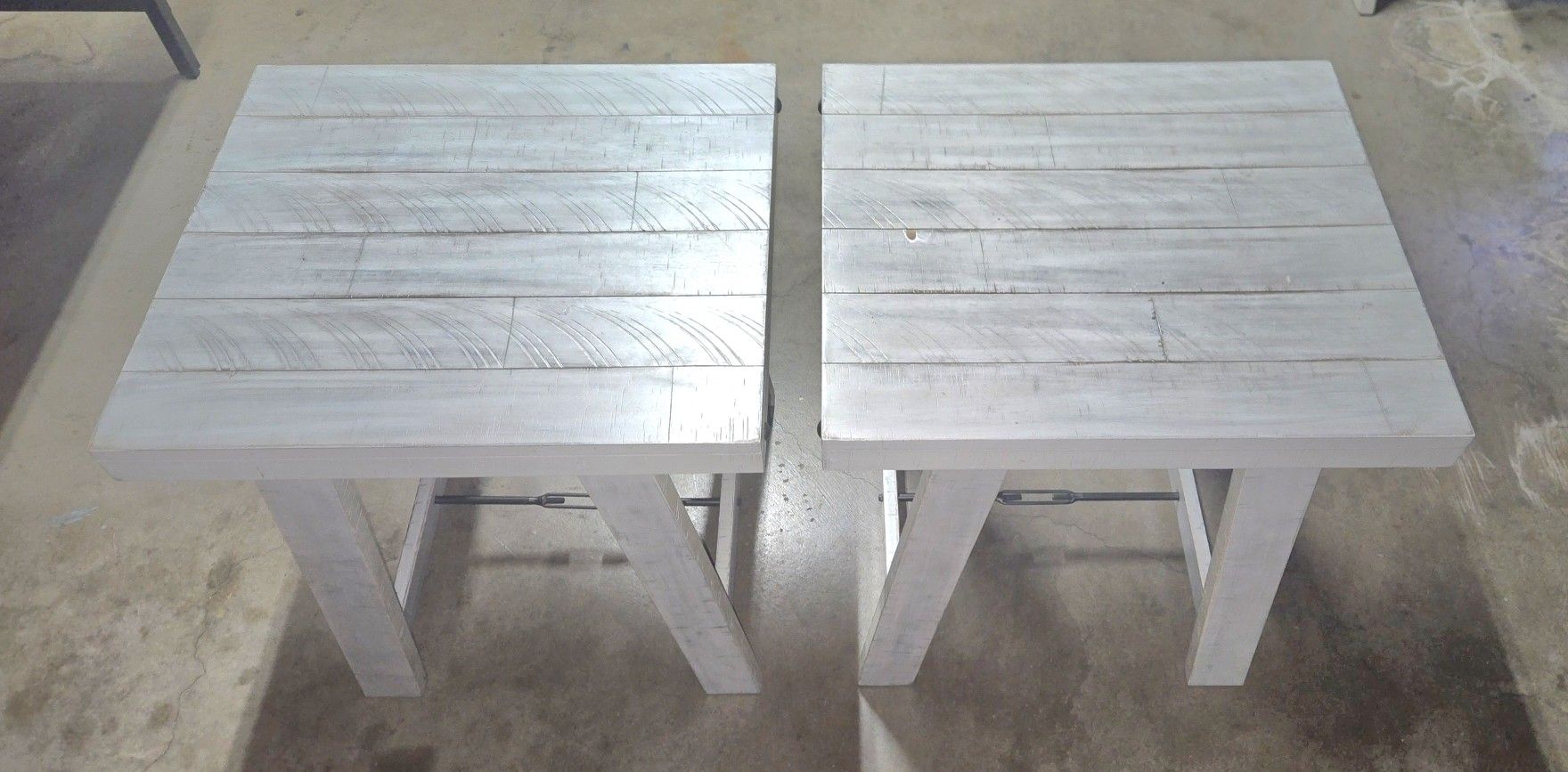 Pair of Grey/White Wood Side/End Tables From Ashley Furniture