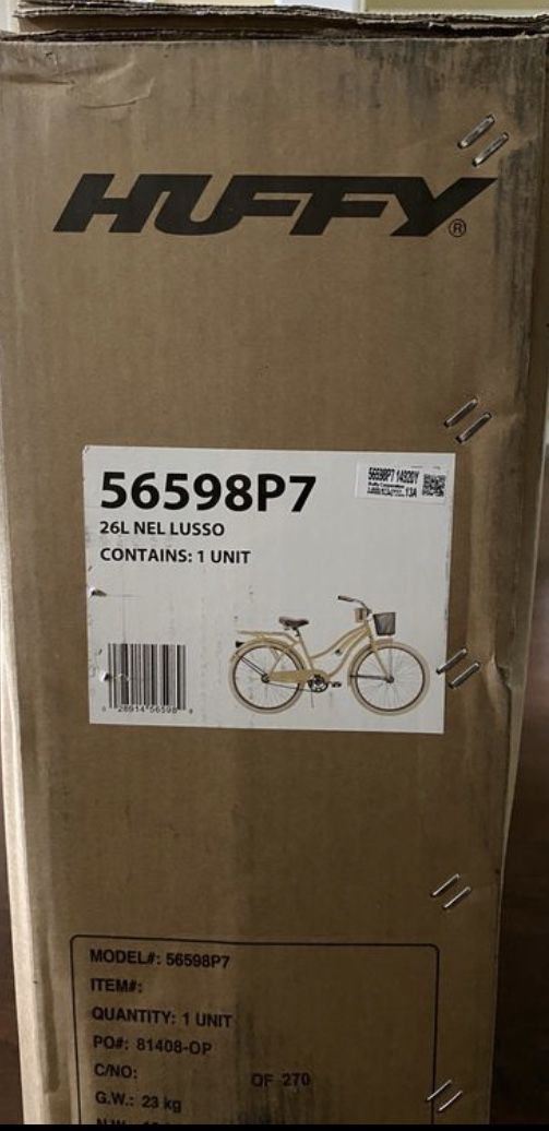Offer up! New in box! Huffy Nel Lusso Classic Cruiser Bike Yellow 26"