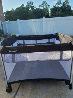 Baby Joovy Room2 playpen/change table, Joovy Spoon Walker, and 2 child bike trailer/stroller