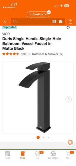 VIGO Duris Single Handle Single-Hole Bathroom Vessel Faucet in Matte Black