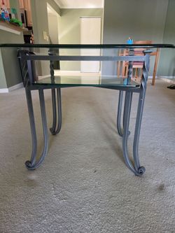 La-Z-Boy heavy glass and metal end table.