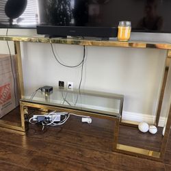Gold And Glass Console Table 