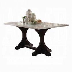 New Acme Furniture 72" Gerardo Dining Table White Marble Top/Weathered Espresso Finish by Acme Furniture