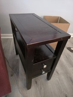 Ashley Furniture Espresso Wood Chairside End Table w/ 2 Drawers