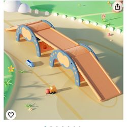 4-in-1 playground for indoor climbing for children 4-in-1 function: slide, rock climbing, balance board and safe and solid crib Montessori Toys Blue (