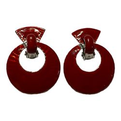 Candy Apple Red Vintage Clip On Earrings 